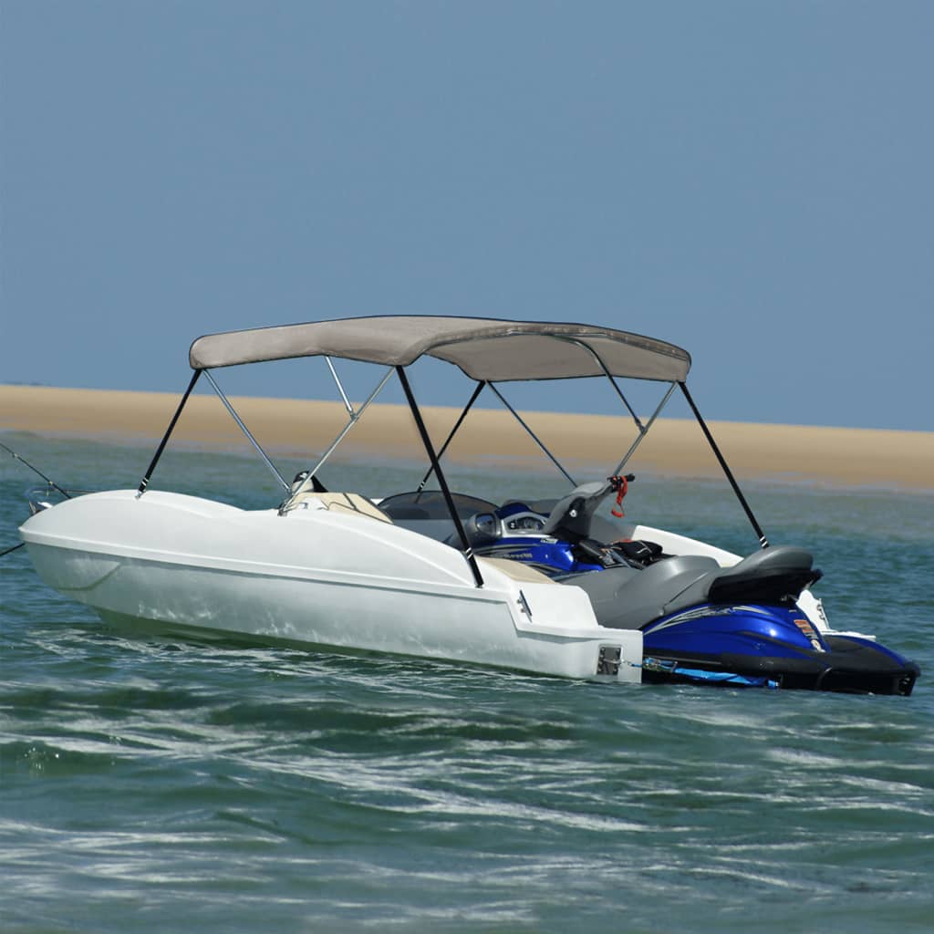 vidaXL 3-bow Bimini Top Grey 183x196x137 cm