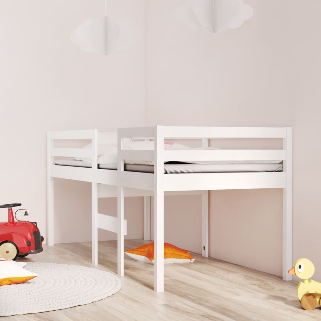 vidaXL High Sleeper Bed without Mattress White 75x190 cm Small Single Solid Wood Pine