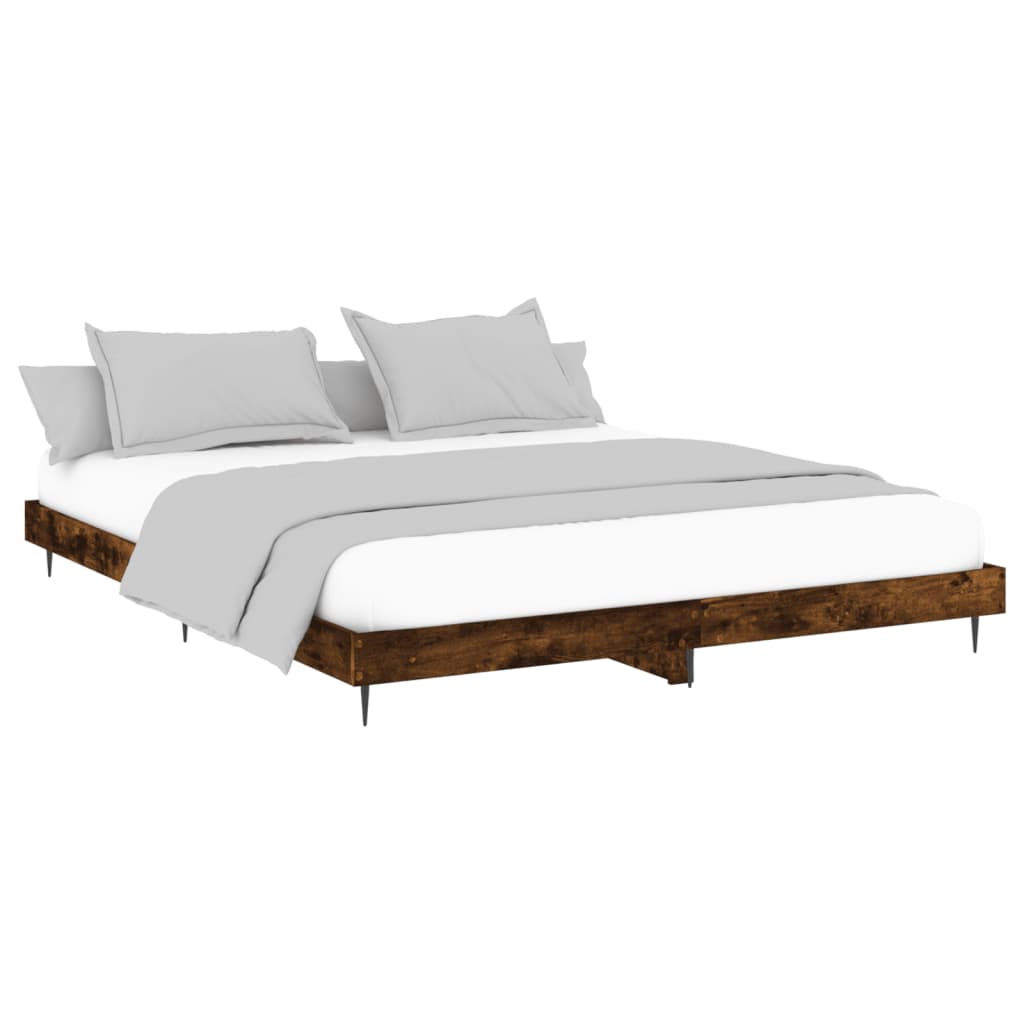 vidaXL Bed Frame without Mattress Smoked Oak 150x200 cm King Size Engineered Wood