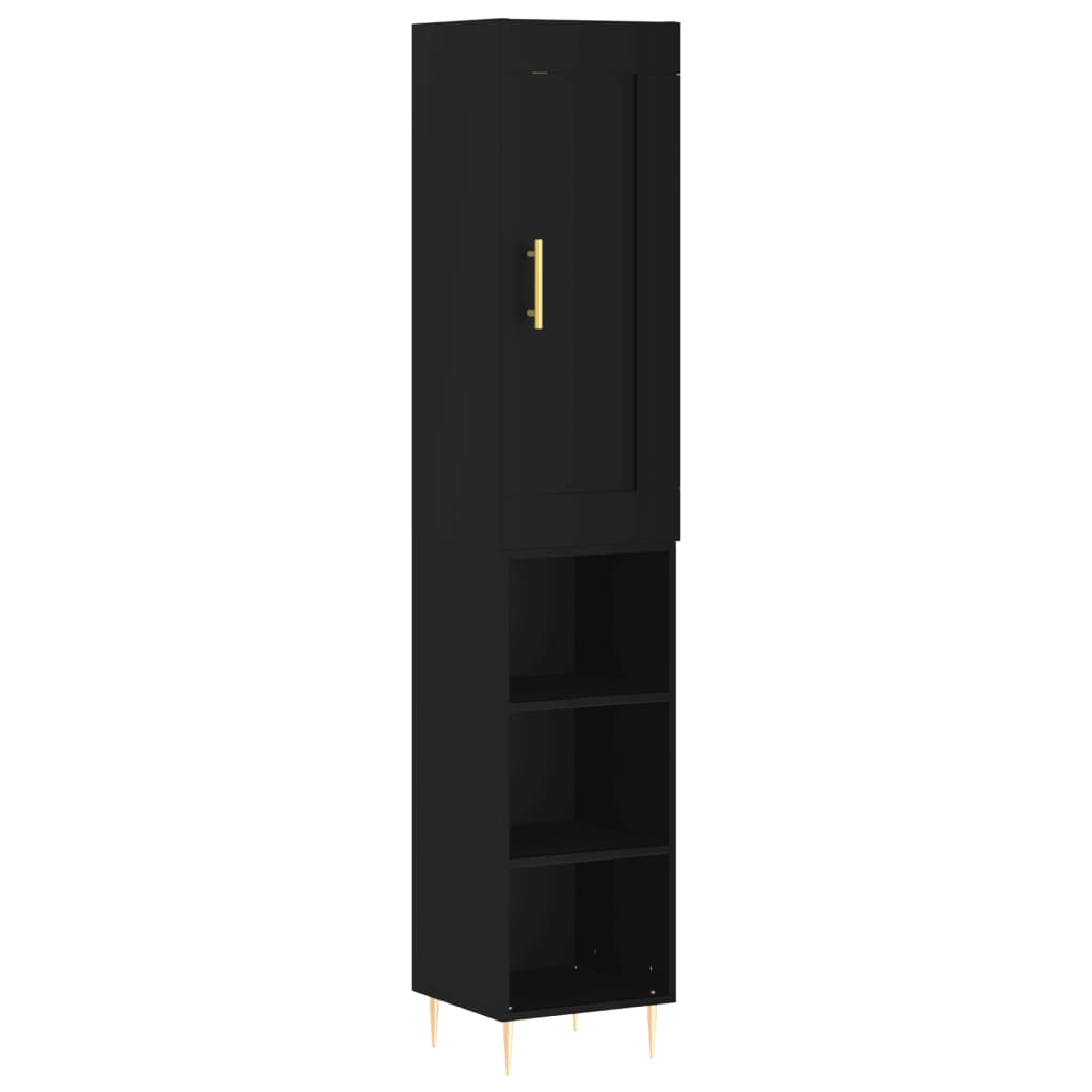 vidaXL Highboard Black 34.5x34x180 cm Engineered Wood