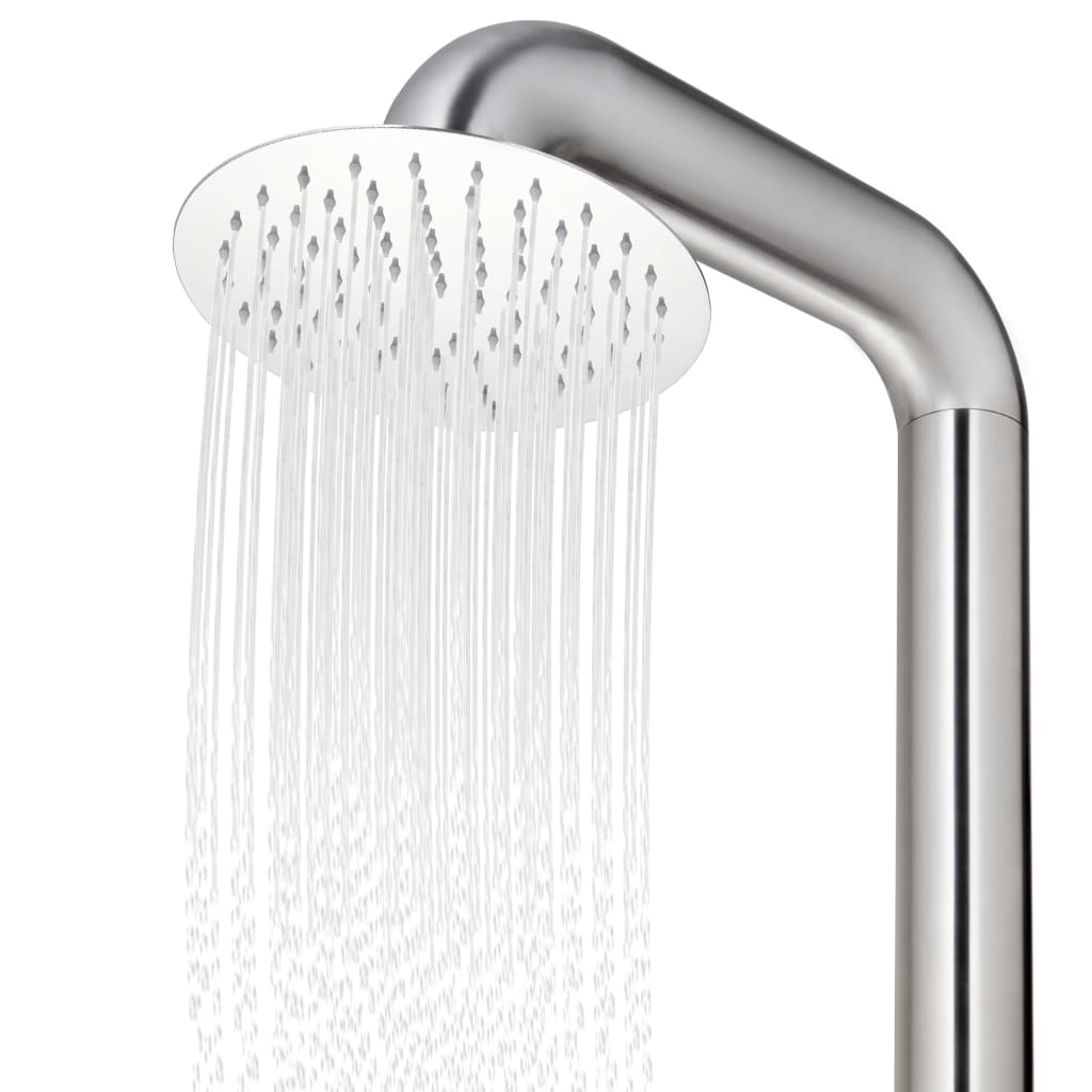 vidaXL Garden Shower with Grey Base 230 cm Stainless Steel