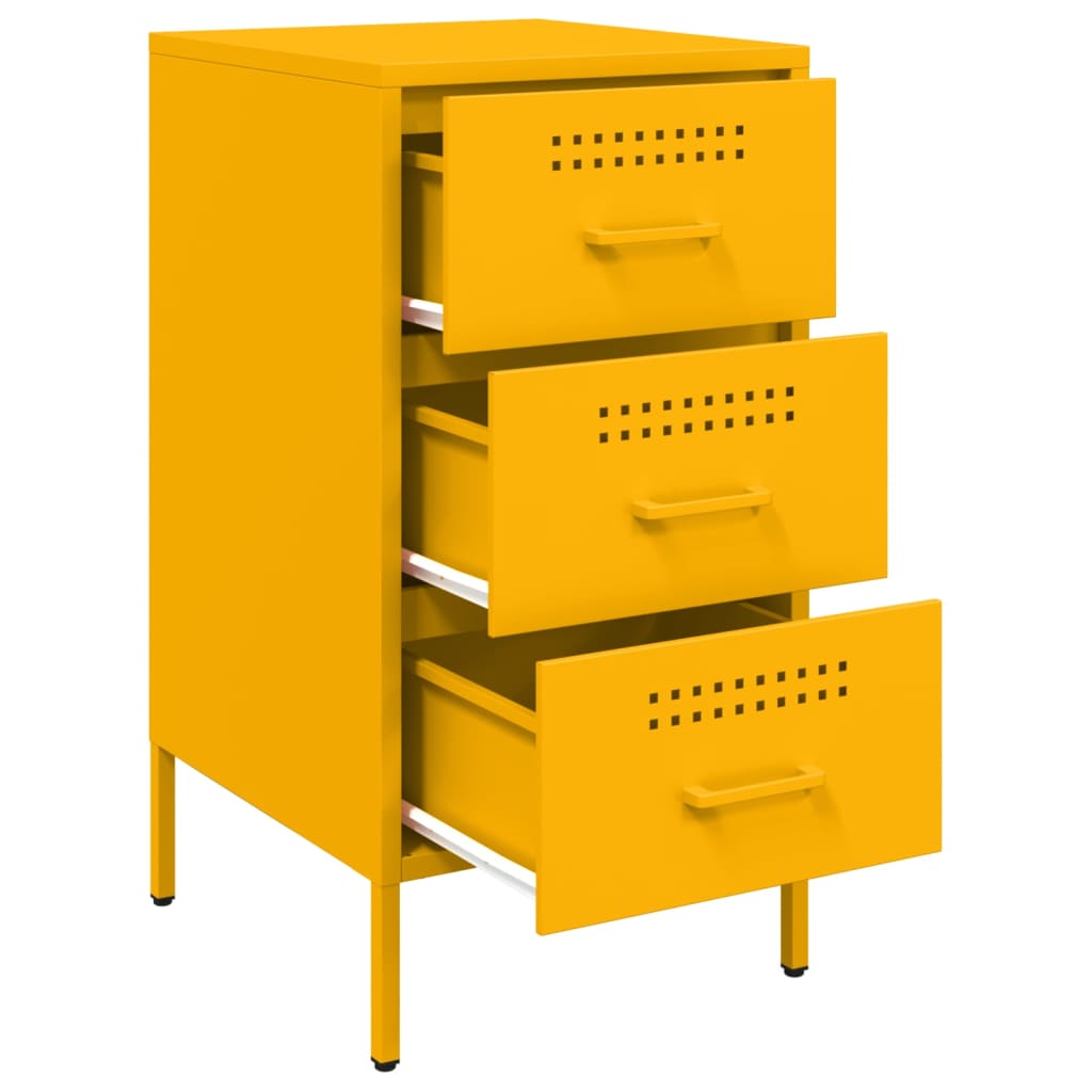 vidaXL Bedside Cabinet Mustard Yellow 36x39x68 cm Steel