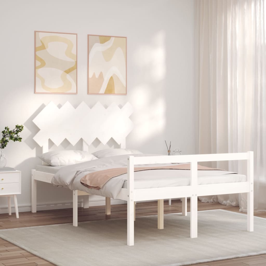 vidaXL Senior Bed without Mattress White Small Double Solid Wood