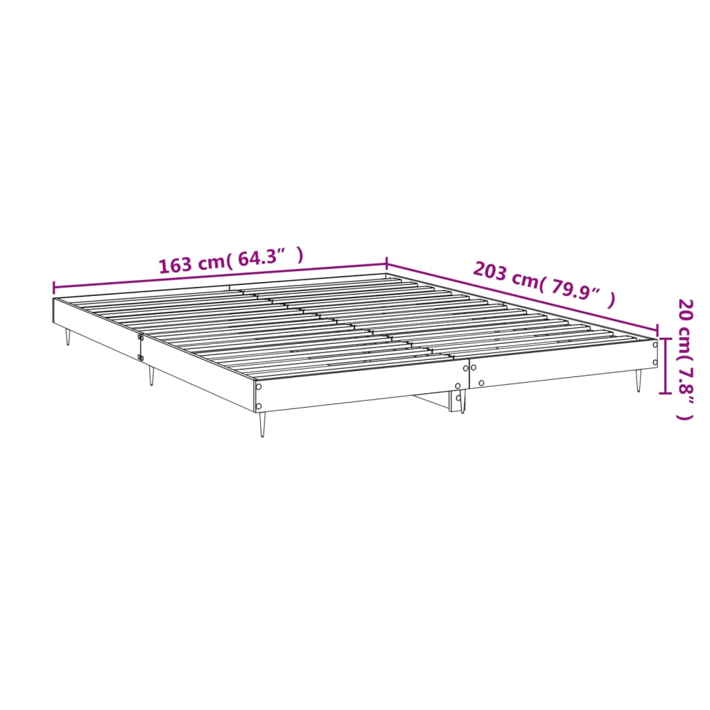 vidaXL Bed Frame without Mattress White 160x200 cm Engineered Wood