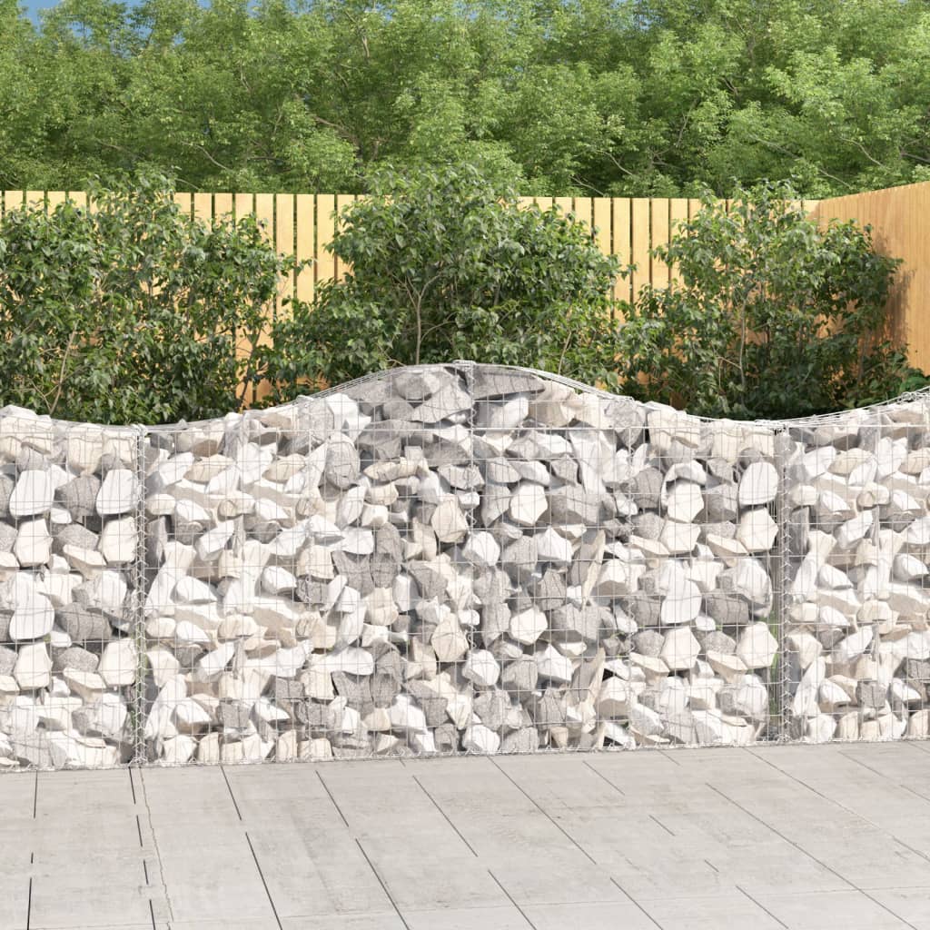 vidaXL Arched Gabion Baskets 6 pcs 200x30x100/120 cm Galvanised Iron