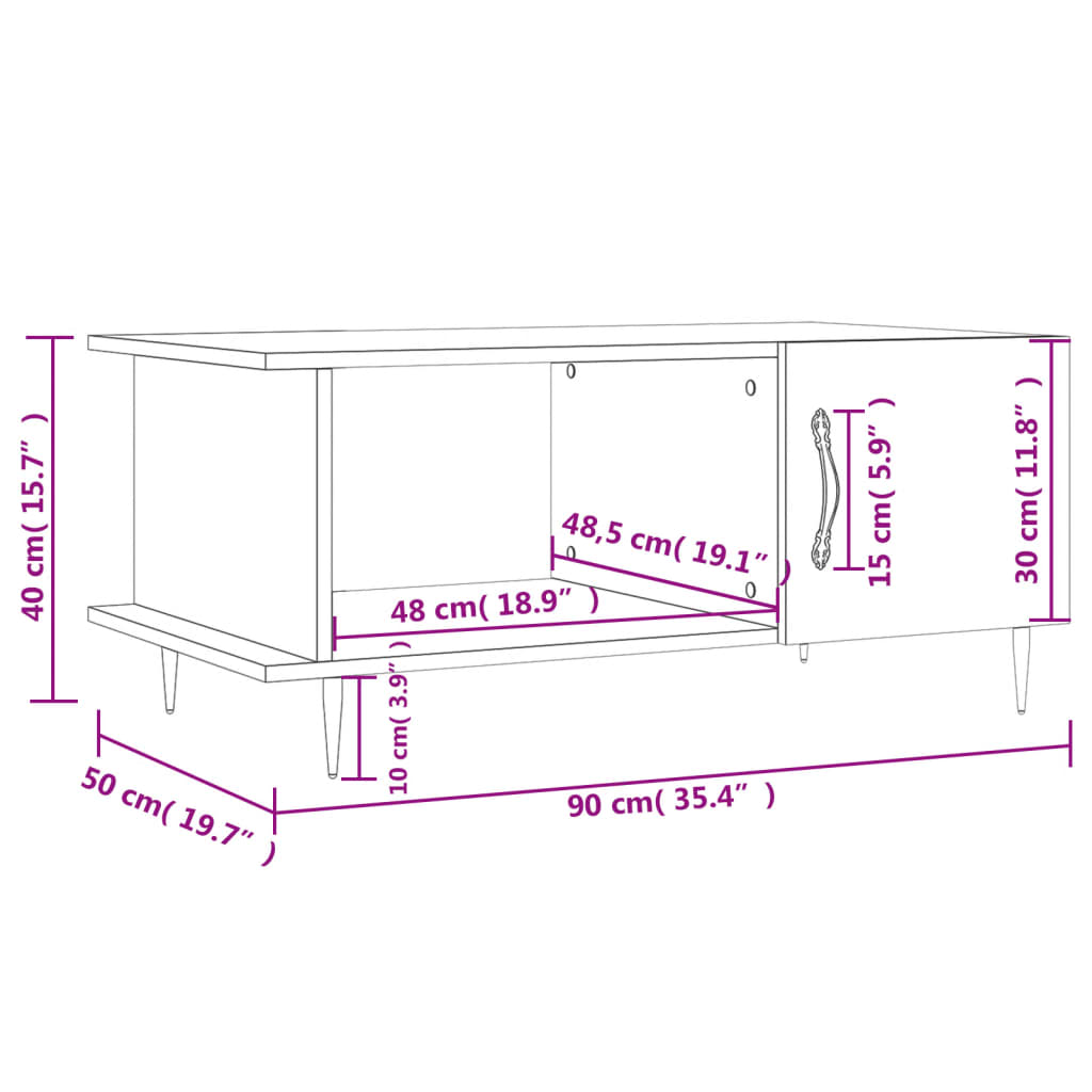 vidaXL Coffee Table White 90x50x40 cm Engineered Wood