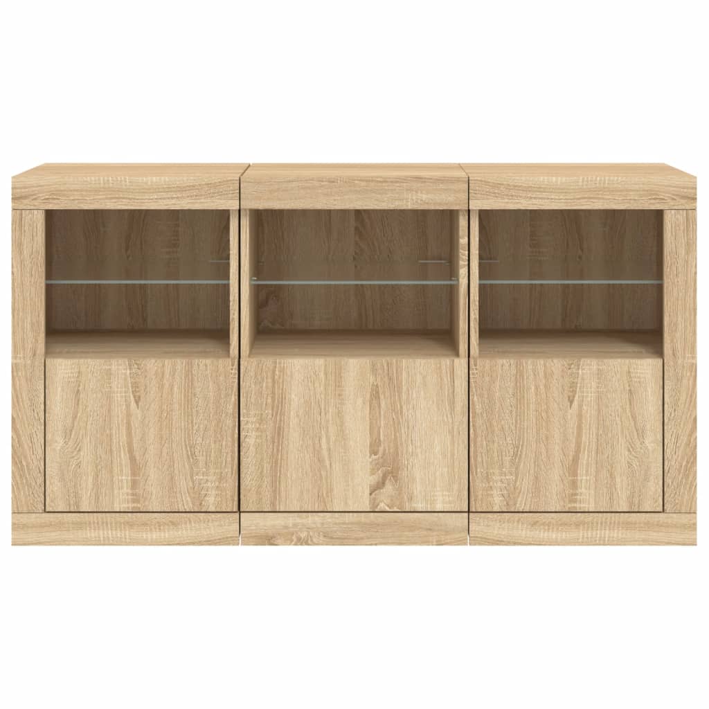 vidaXL Sideboard with LED Lights Sonoma Oak 123x37x67 cm