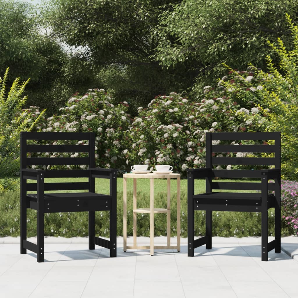 vidaXL Garden Chairs 2 pcs Black 60x48x91 cm Solid Wood Pine