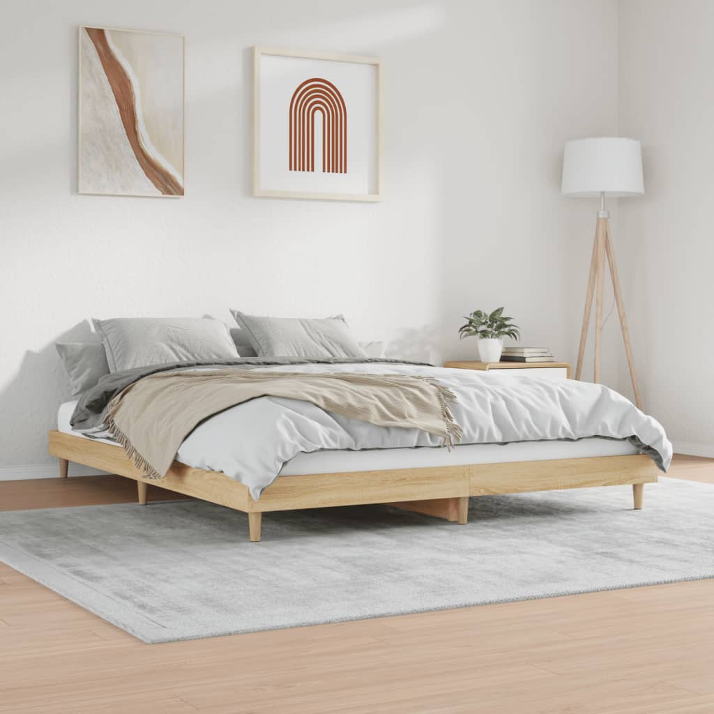 vidaXL Bed Frame without Mattress Sonoma Oak 150x200 cm King Size Engineered Wood