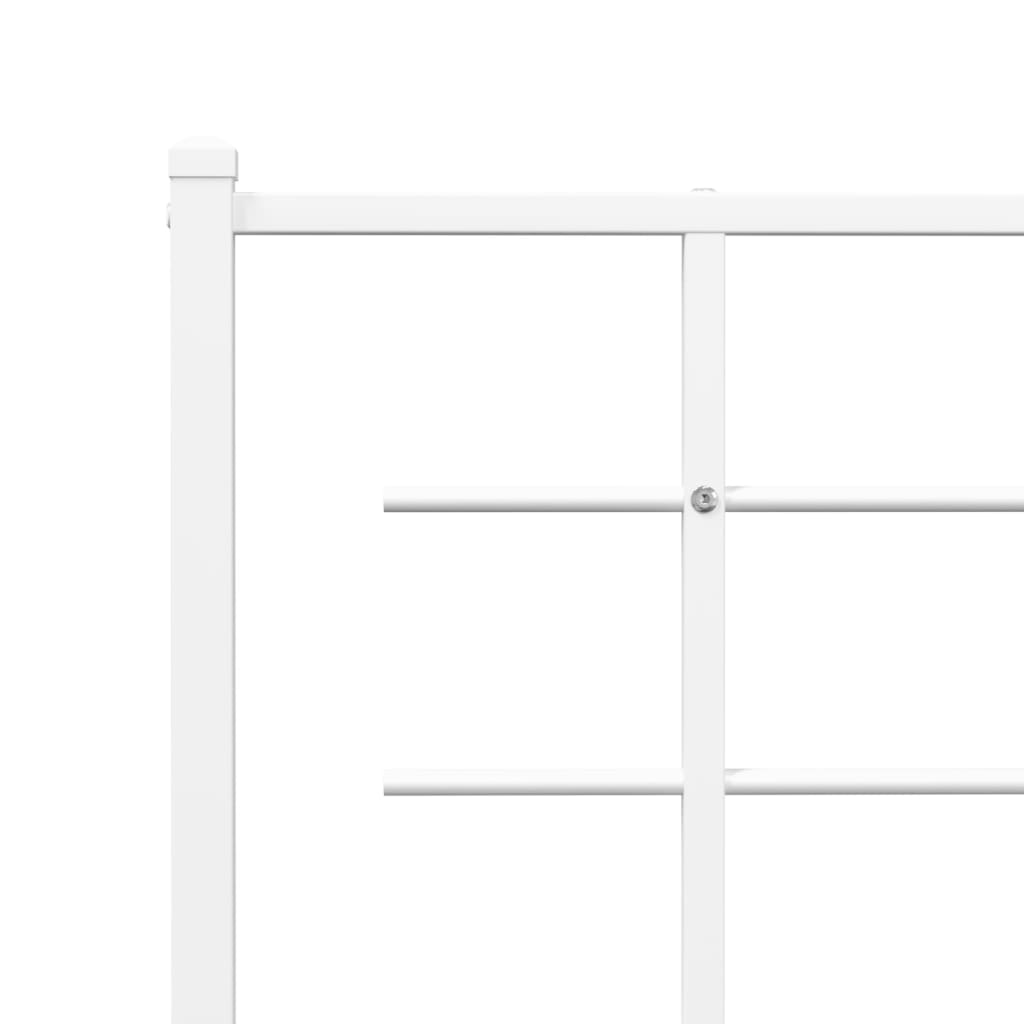 vidaXL Metal Bed Frame without Mattress with Headboard White 75x190 cm Small Single