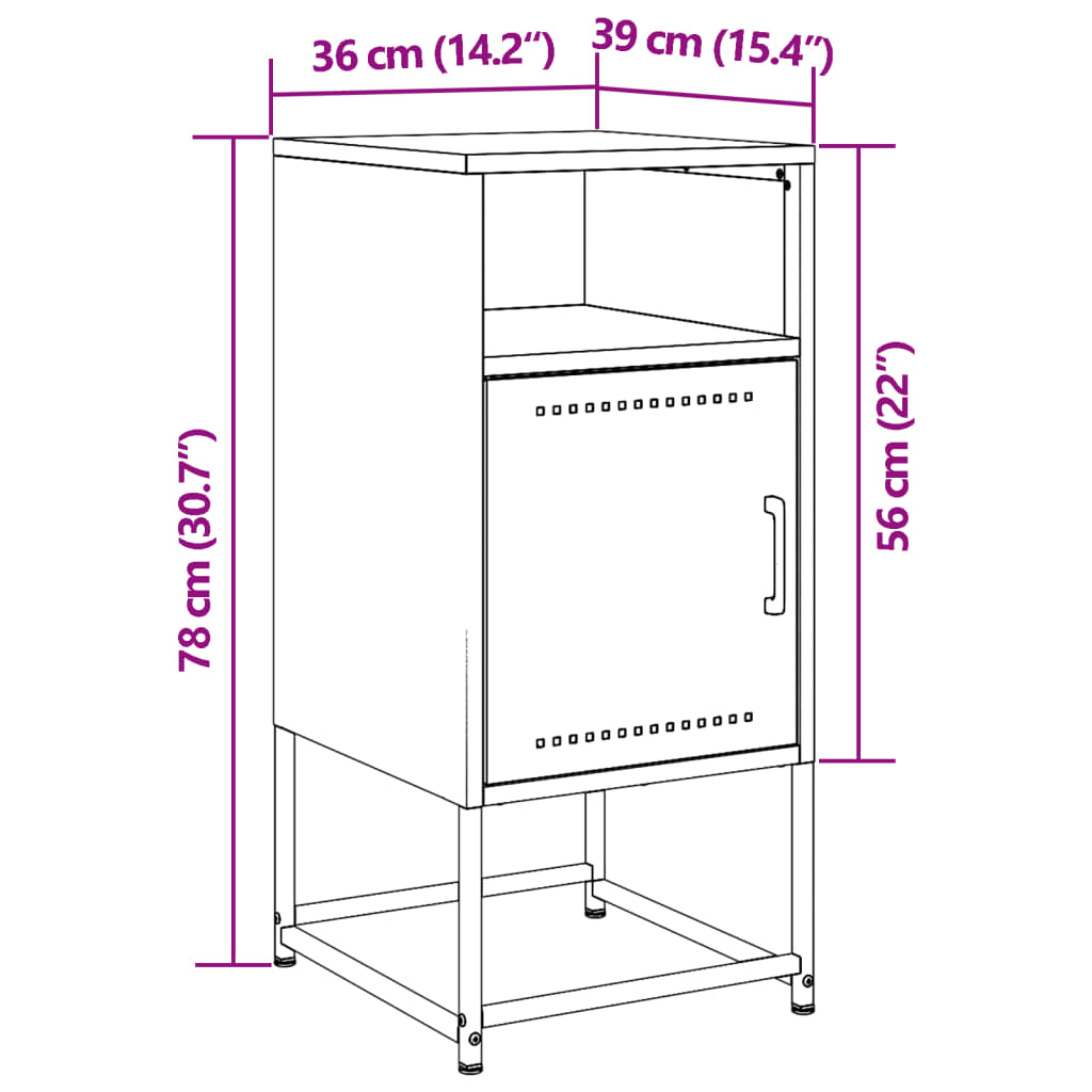 vidaXL Bedside Cabinet Pink 36x39x78 cm Steel