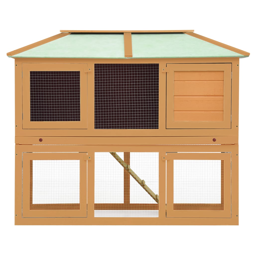 vidaXL Animal Rabbit Cage Double Floor Solid Fir Wood