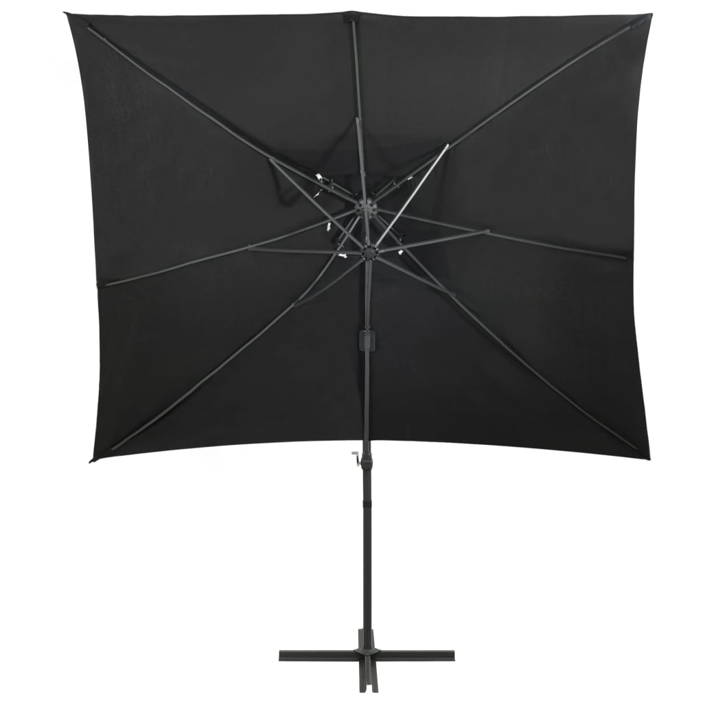 vidaXL Cantilever Garden Parasol with Double Top Black 250x250 cm