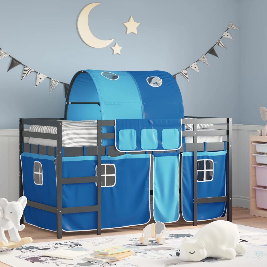 vidaXL Kids' Loft Bed with Tunnel without Mattress Blue 90x190 cm Single