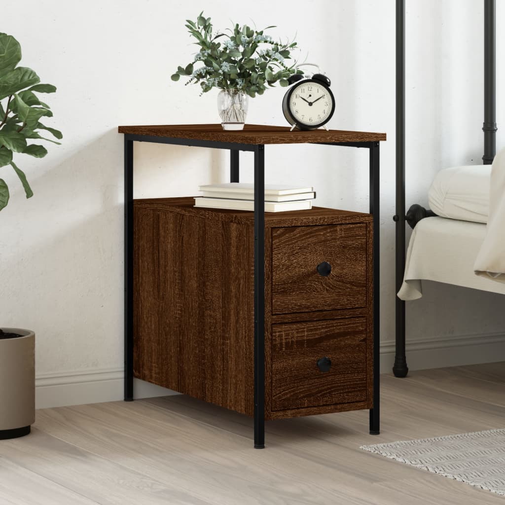 vidaXL Bedside Cabinet Brown Oak 30x60x60 cm Engineered Wood