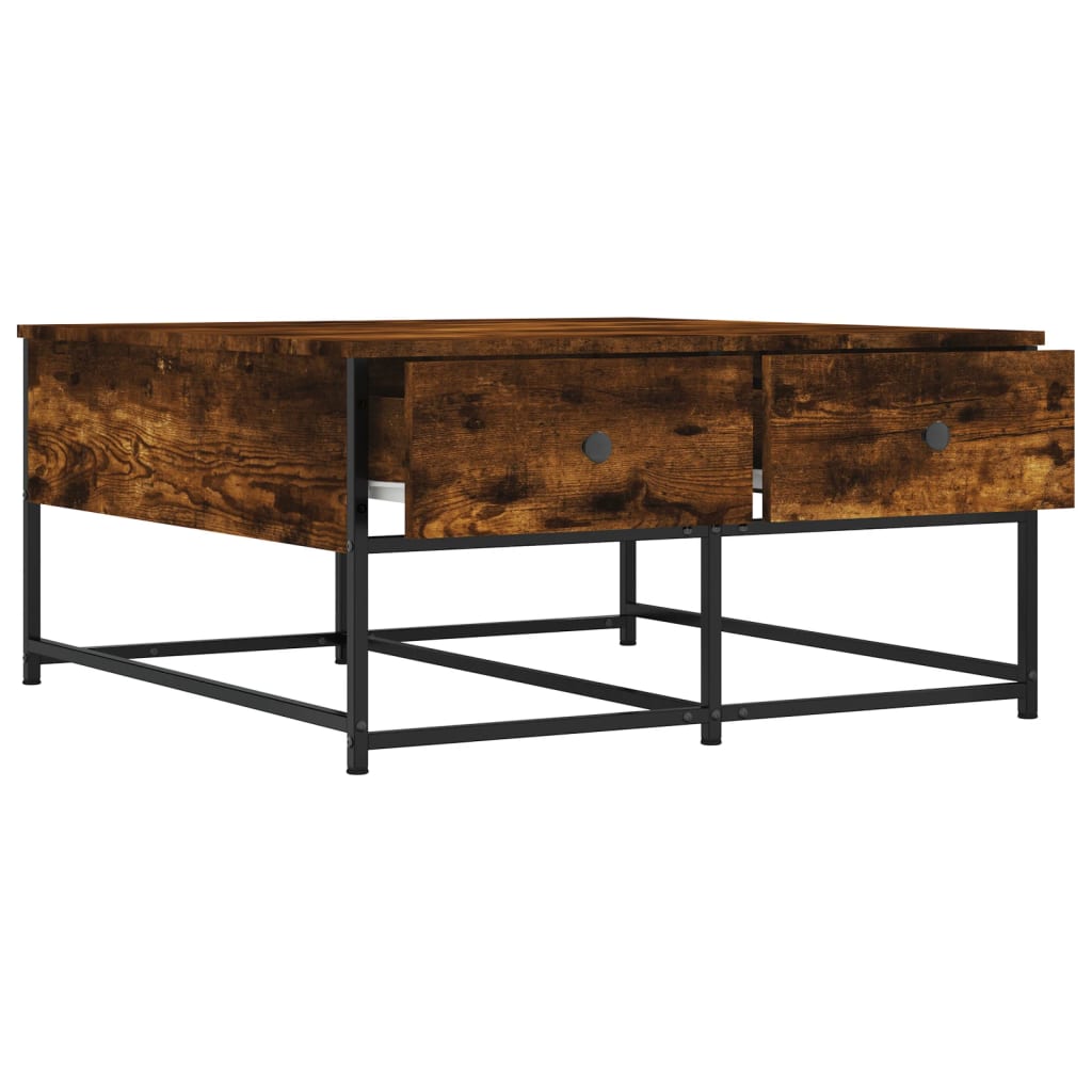 vidaXL Coffee Table Smoked Oak 80x80x40 cm Engineered Wood