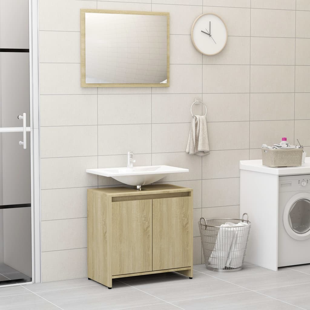 vidaXL 3 Piece Bathroom Furniture Set Sonoma Oak Engineered Wood