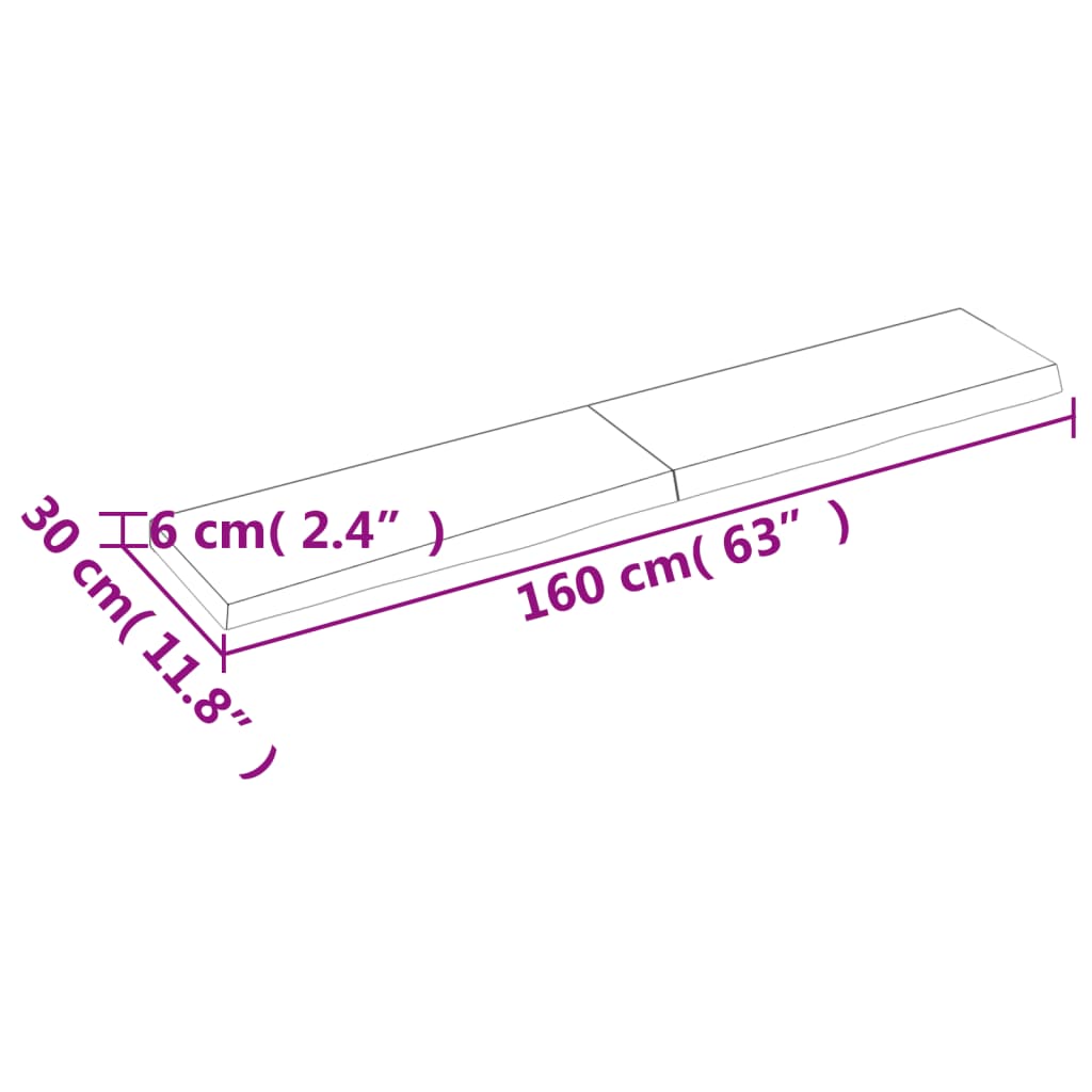 vidaXL Bathroom Countertop 160x30x(2-6) cm Untreated Solid Wood