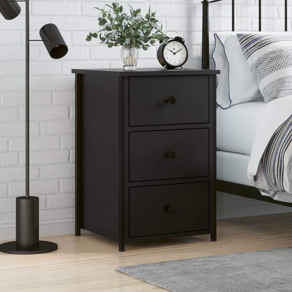 vidaXL Bedside Cabinet Black 40x36x60 cm Engineered Wood