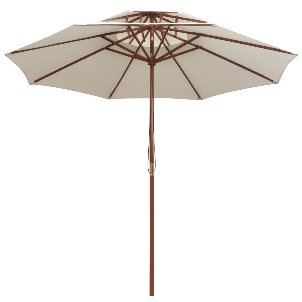 vidaXL Double Decker Garden Parasol 270x270 cm Wooden Pole Cream White