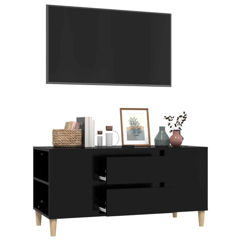 vidaXL TV Cabinet Black 102x44.5x50 cm Engineered Wood