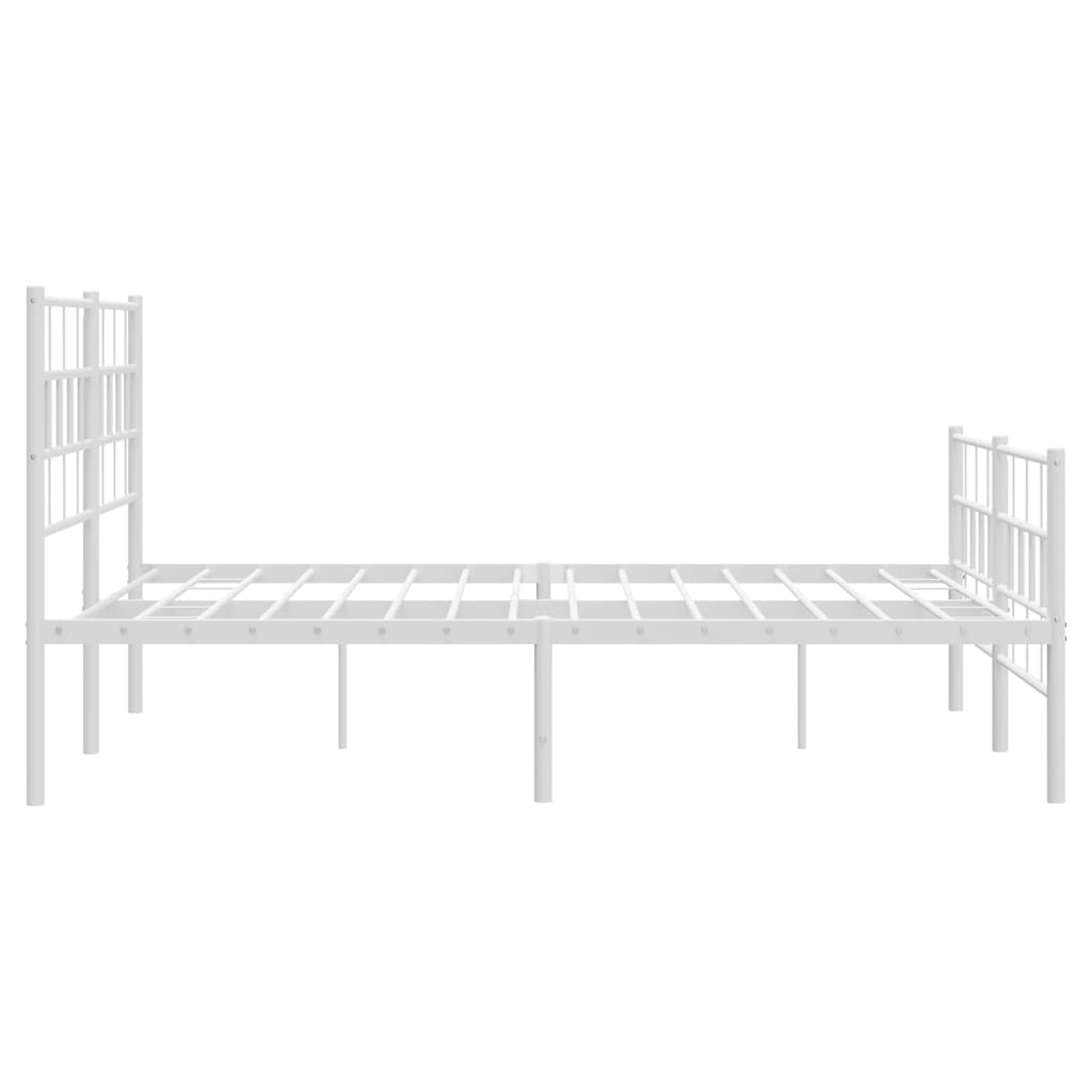 vidaXL Metal Bed Frame without Mattress with Footboard White 150x200 cm King Size