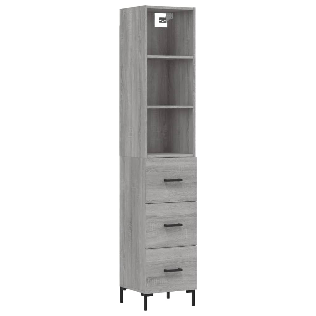 vidaXL Highboard Grey Sonoma 34.5x34x180 cm Engineered Wood