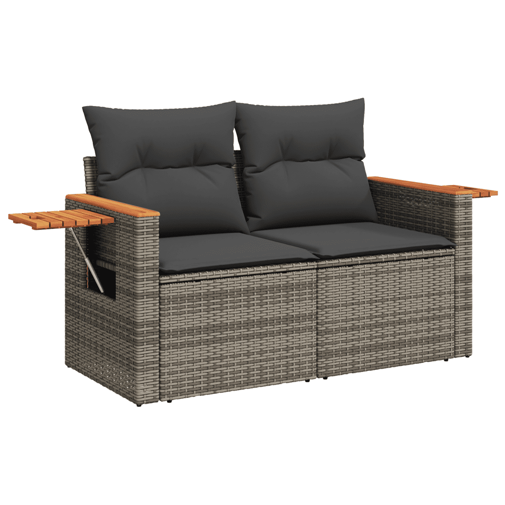 vidaXL 6 Piece Garden Sofa Set with Cushions Grey Poly Rattan