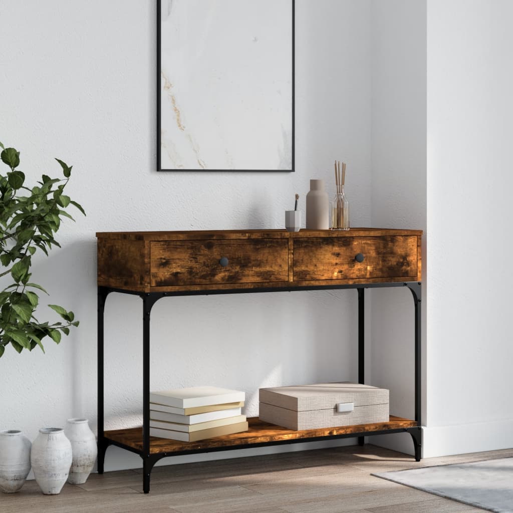 vidaXL Console Table Smoked Oak 100x34.5x75 cm Engineered Wood