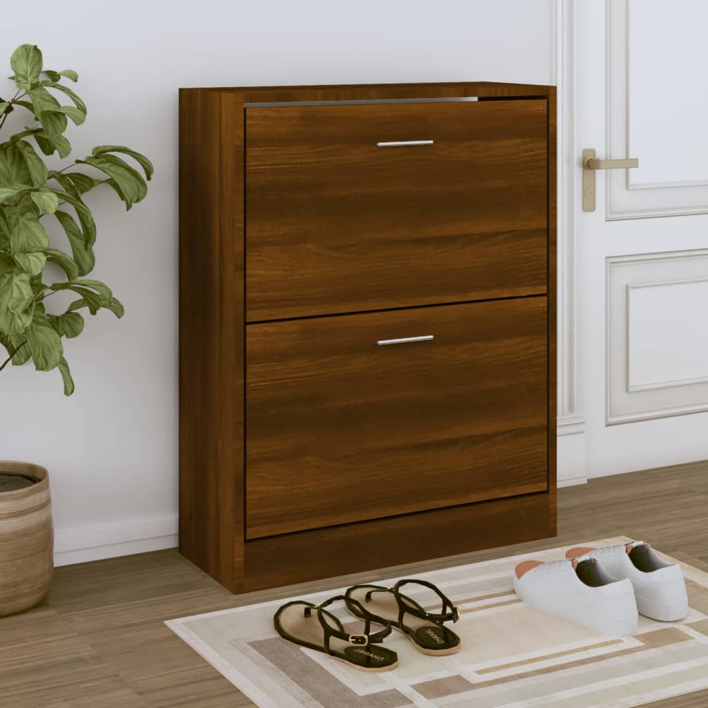 vidaXL Shoe Cabinet Brown Oak 63x24x81 cm Engineered Wood