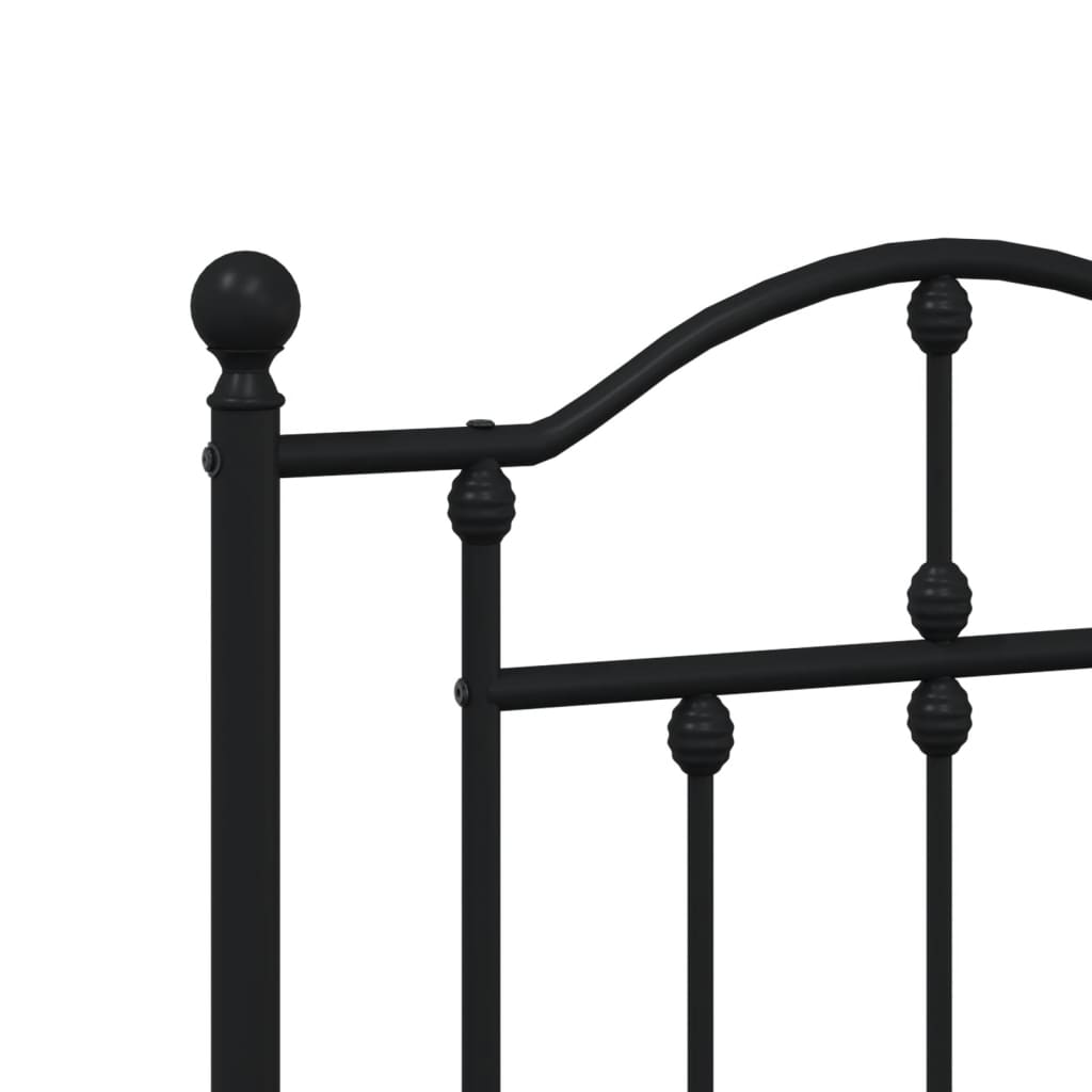 vidaXL Metal Bed Frame without Mattress with Footboard Black 140x190 cm