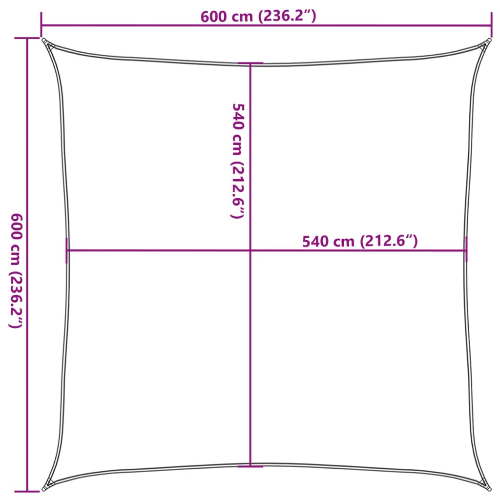 vidaXL Sunshade Sail 160 g/m² Square Sand 6x6 m HDPE