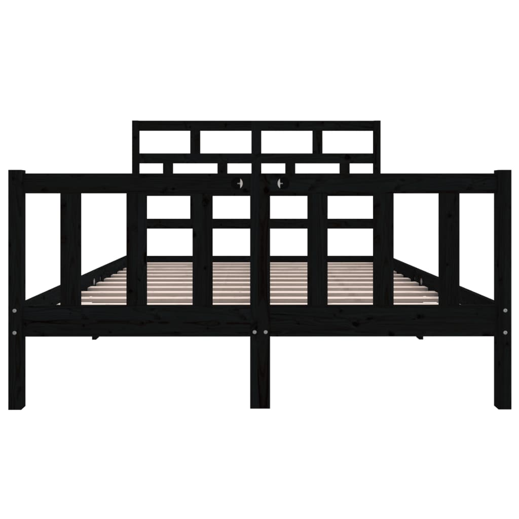 vidaXL Bed Frame without Mattress Black Solid Wood 140x200 cm (810086+814198)