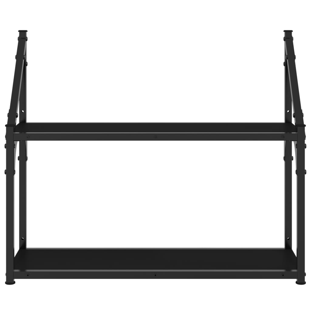 vidaXL 2-Tier Wall Shelf Black 60x21x51 cm Engineered Wood