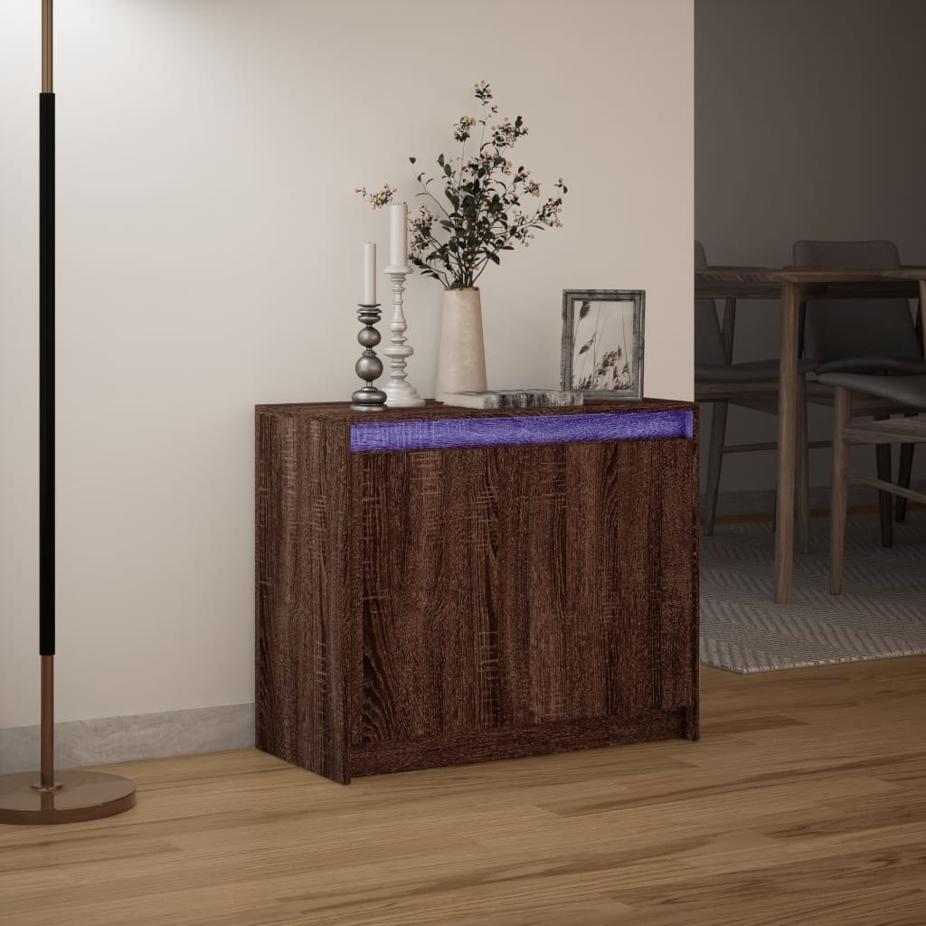 vidaXL Sideboard with LED Brown Oak 72x34x61 cm Engineered Wood