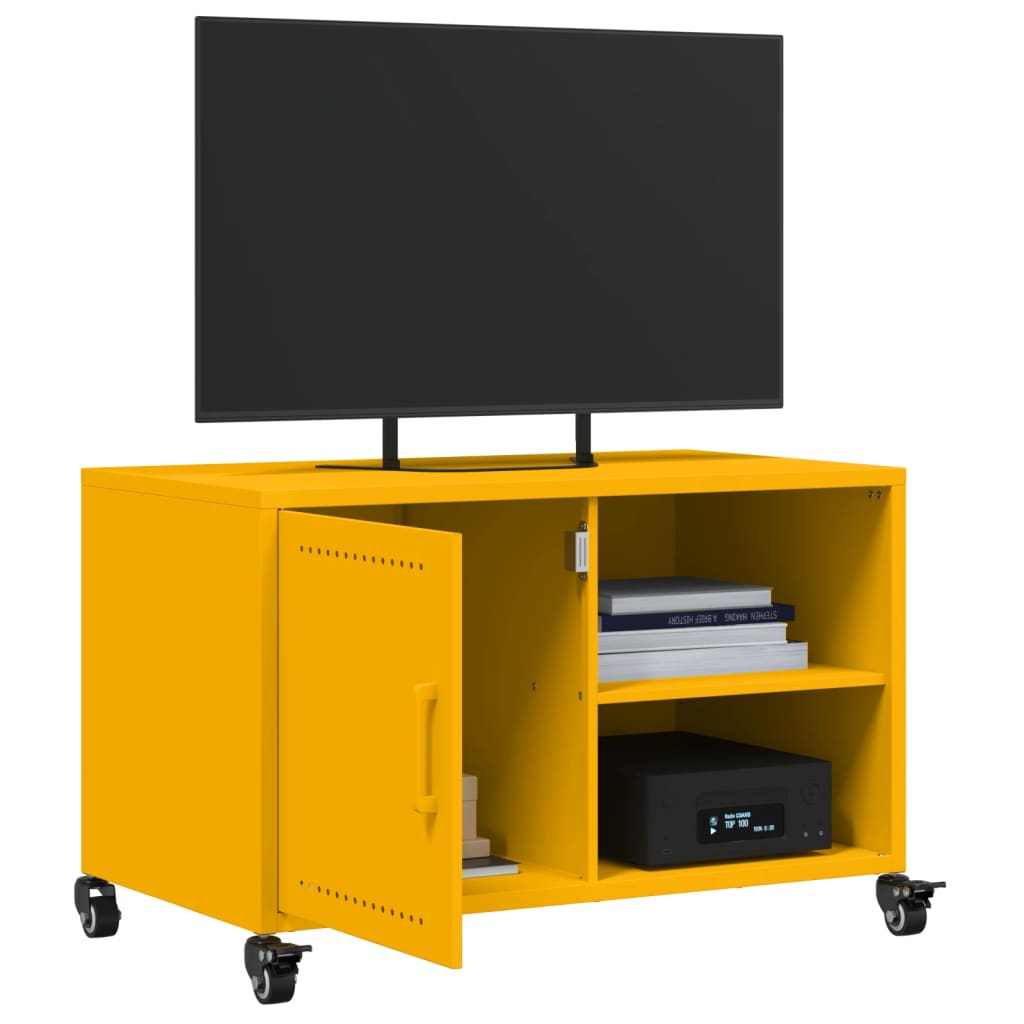 vidaXL TV Cabinet Mustard Yellow 68x39x43.5 cm Steel