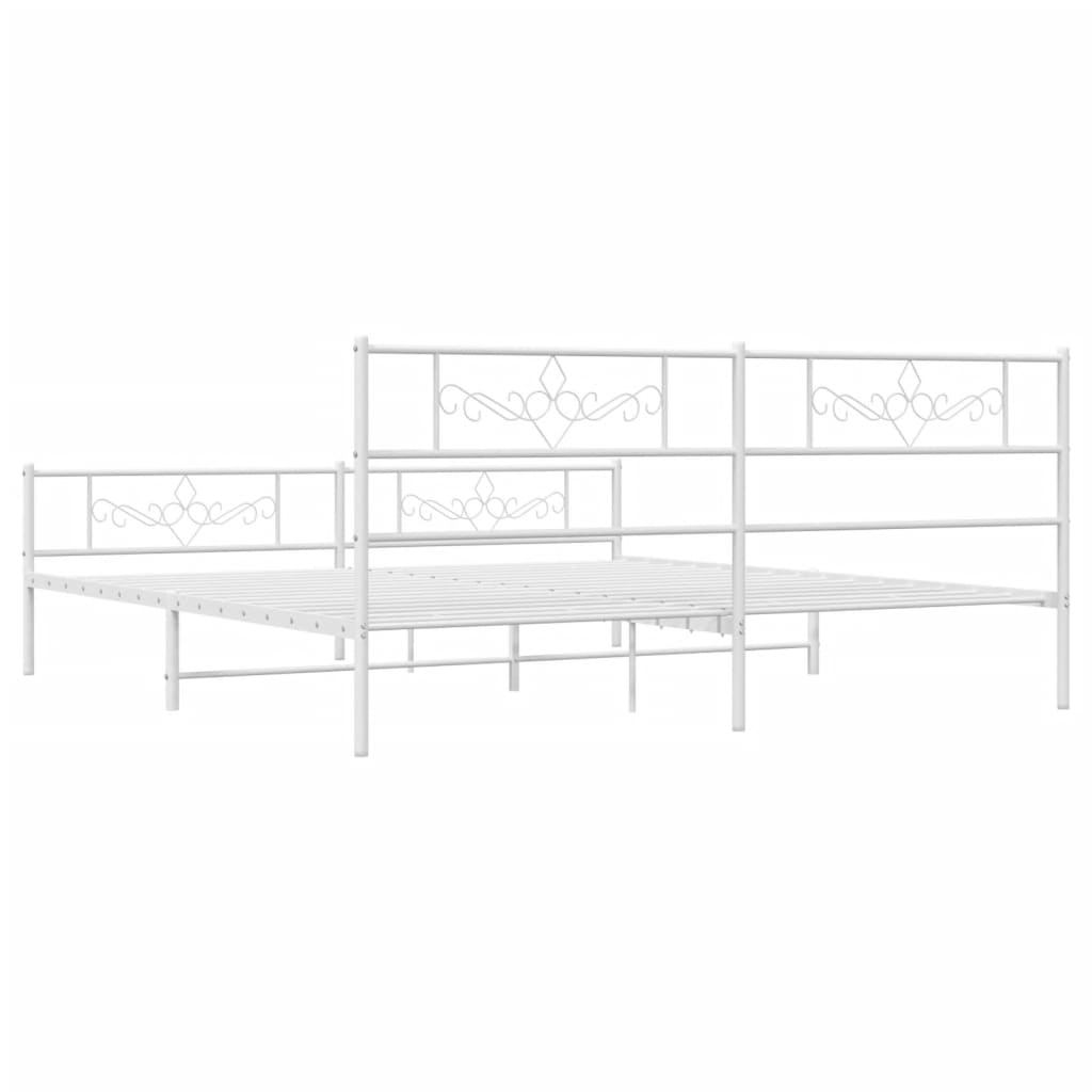 vidaXL Metal Bed Frame without Mattress with Footboard White 200x200 cm