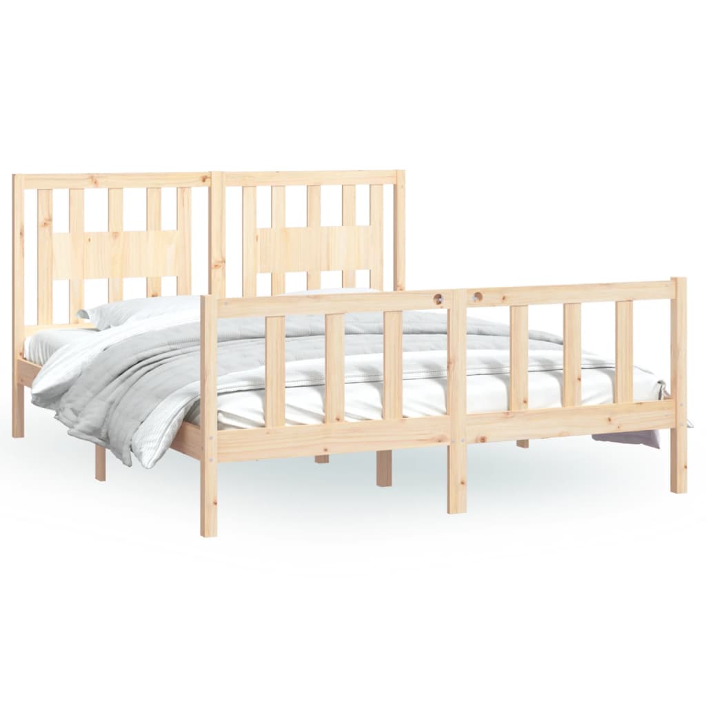 vidaXL Bed Frame without Mattress Solid Wood Pine 150x200 cm King Size