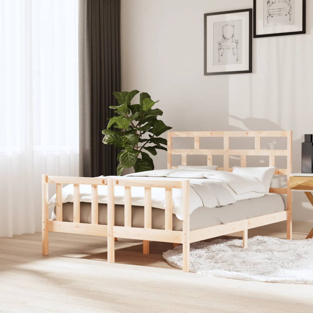 vidaXL Bed Frame without Mattress Solid Wood 120x200 cm (810077+814184)