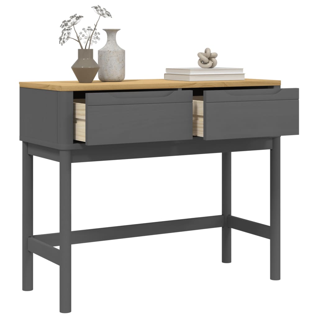 vidaXL Console Table FLORO Grey 89.5x36.5x73 cm Solid Wood Pine