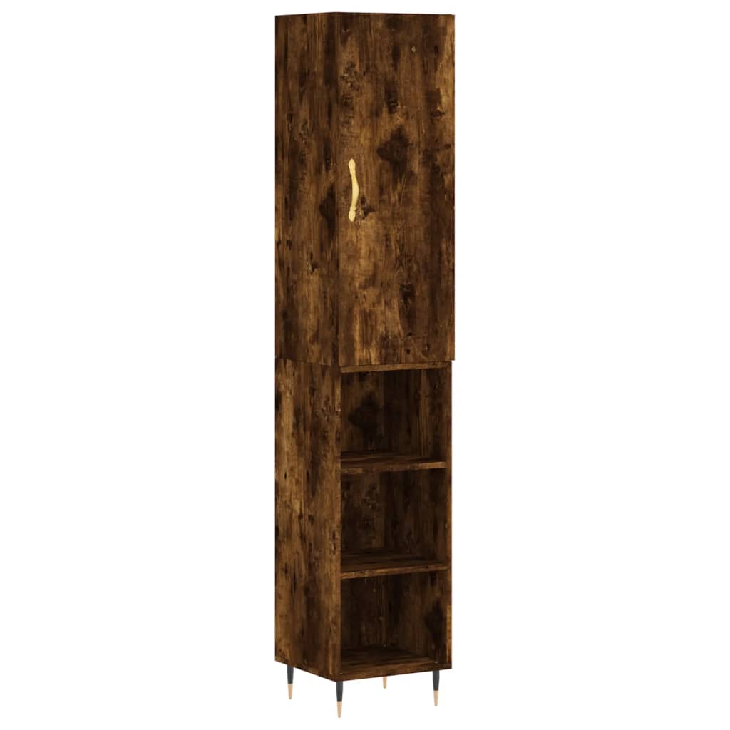 vidaXL Highboard Smoked Oak 34.5x34x180 cm Engineered Wood