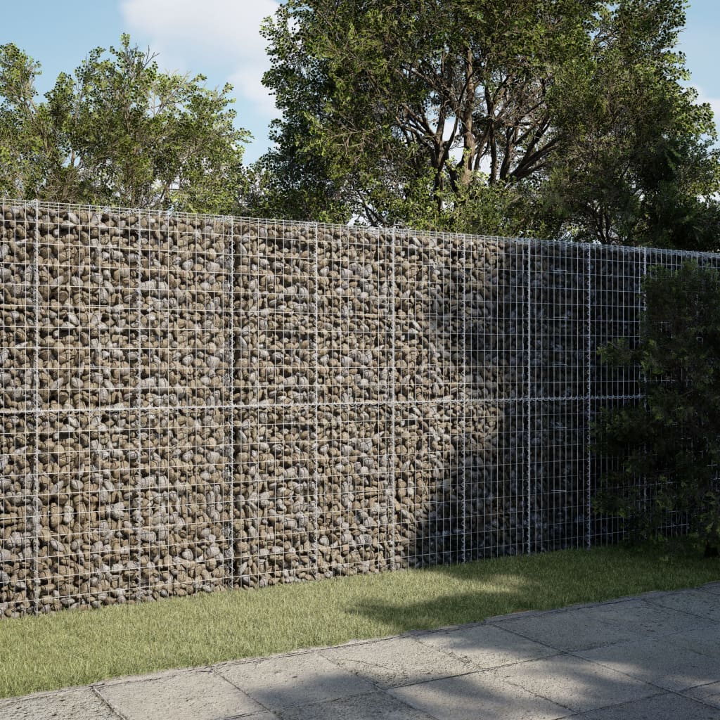 vidaXL Gabion Basket with Cover 350x100x200 cm Galvanised Iron