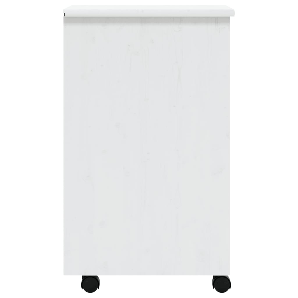 vidaXL Rolling Cabinet with Drawers MOSS White Solid Wood Pine