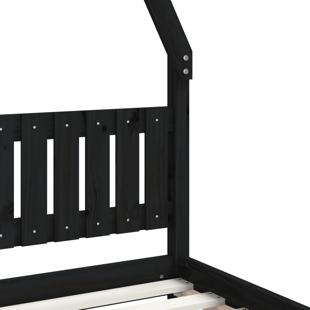 vidaXL Kids Bed Frame Black 80x200 cm Solid Wood Pine