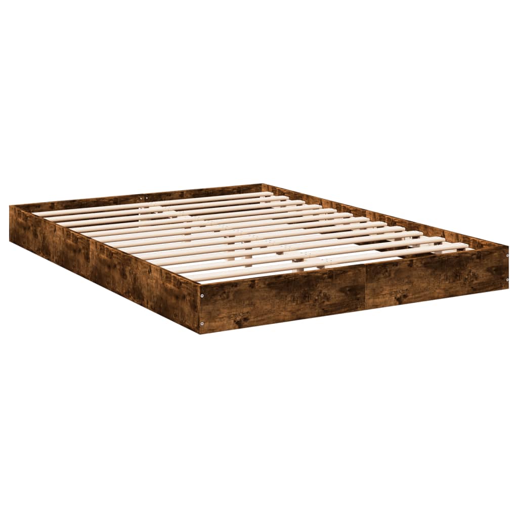 vidaXL Bed Frame without Mattress Smoked Oak 135x190 cm Double Engineered Wood