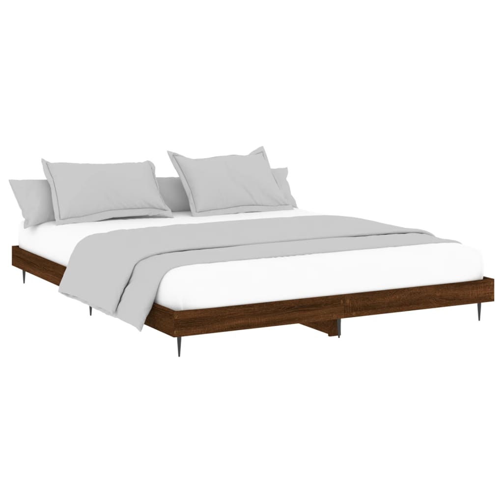 vidaXL Bed Frame without Mattress Brown Oak 150x200 cm King Size Engineered Wood