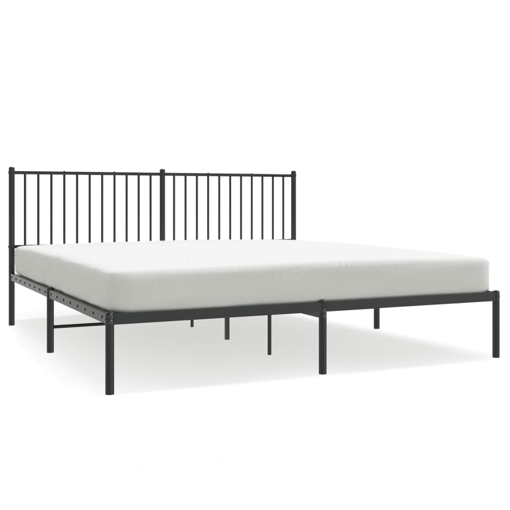 vidaXL Metal Bed Frame without Mattress with Headboard Black 180x200 cm Super King