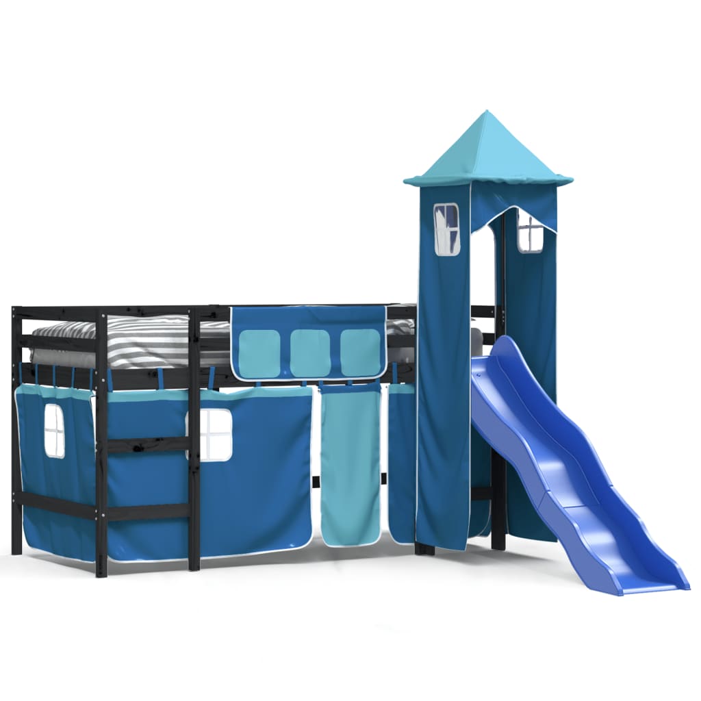 vidaXL Kids' Loft Bed with Tower without Mattress Blue 80x200 cm