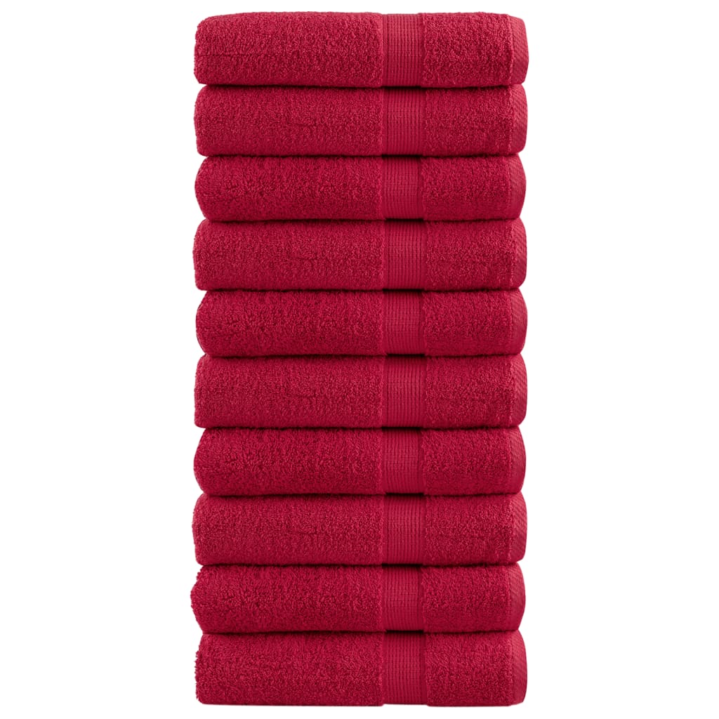 vidaXL Premium Hand Towels SOLUND 10 pcs Red 50x100 cm 600 gsm