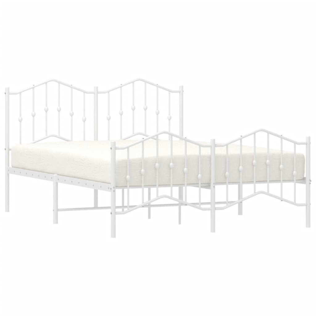 vidaXL Metal Bed Frame without Mattress with Footboard White 150x200 cm King Size